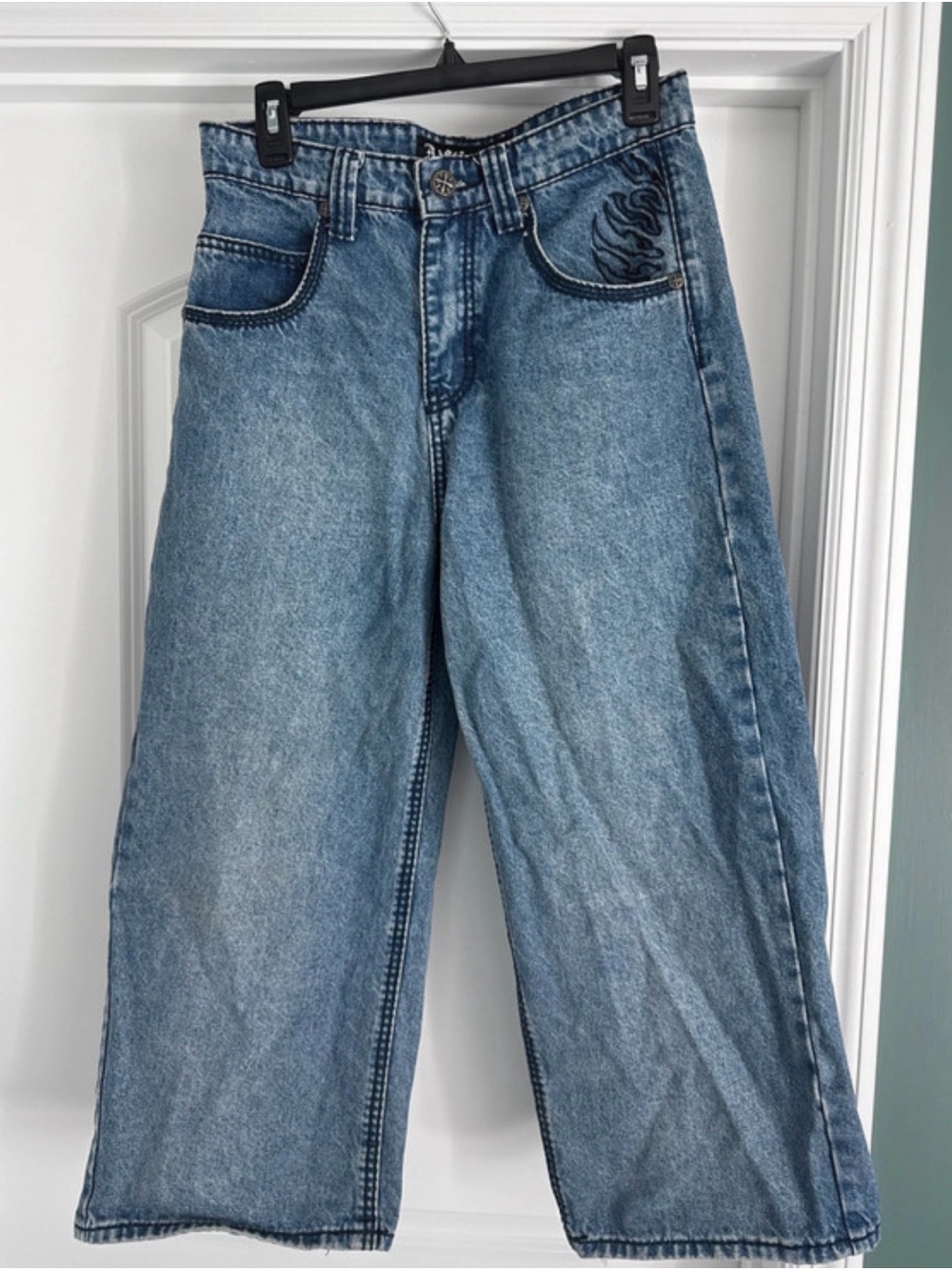 Affliction Light Blue Relaxed Wide-Leg Jeans